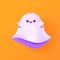 Cute 3D ghost icon on a orange background.