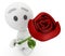 Cute 3d guy offers you a rose