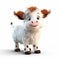 Cute 3d Illustration Of White And Brown Cattle - High Quality Stock Photo