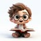 Cute 3d Kid Character Reading Book - Clay Mann Style