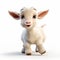 Cute 3d Pixar Style Baby Goat Animation On White Background