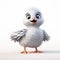 Cute 3d Pixar Style Seagull Baby With Realistic Fur And Feathers