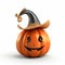 Cute 3d Pumpkin In Halloween Hat - Whimsical Jackolantern Render