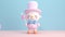 Cute 3d rendering happy smiling circus clown or joker light pastel colors. funny animation design pink and blue colored