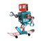 Cute 3D Retro Robot riding a skateboard. 3D illustration. . Contains clipping path