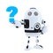 Cute 3D robot with question mark. Isolated. Contains clipping path