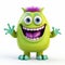 Cute 3d Smiling Monster On White Background