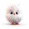 Cute 3d White Bird Toy Illustration With Fluffy Fur