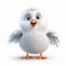 Cute 3d White Wing Cartoon Bird With Big Eyes