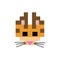 Cute 8 bit kitty cat face vector illustration. Pixel pet clipart