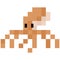 Cute 8 bit octopus illustration. Retro game sealife vector. Pixel cephalopod clipart.