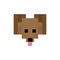 Cute 8 bit puppy dog face vector illustration. Pixel pet clipart