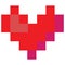 Cute 8 bit valentines love heart vector illustration. Game life pixel art