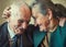 Cute 80 plus year old married couple posing for a portrait in their house. Love forever concept