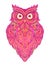 Cute abstract owl and psychedelic ornate pattern. Character tattoo design for pet lovers, artwork for print, textiles