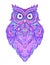 Cute abstract owl and psychedelic ornate pattern. Character tattoo design for pet lovers, artwork for print, textiles