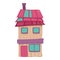 Cute abstract video game house icon, cartoon style