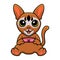 Cute abyssinian cat cartoon holding food bowl