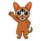Cute abyssinian cat cartoon waving hand