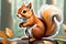 Cute and Active Woodland Squirrel