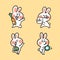 Cute And Active Young Rabbit Doodle Illustration Set