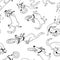 Cute activuty dogs vector seamless pattern. Doodle background wi