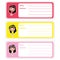 Cute address label cartoon with cute colorful girls on pastel color suitable for kid address label