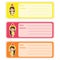 Cute address label vector cartoon illustration with cute colorful chick girls suitable for kid address label design