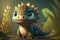 A cute adorable baby dinosaur rendered in the style of cartoon animation fantasy style