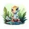 A cute adorable baby dragon lizard. T-shirt graphics