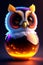 cute adorable baby owl made of crystal ball with low poly eye\'s surrounded by glowing aura