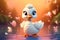 a cute adorable baby swan character stands in nature in the style of children-friendly cartoon animation fantasy 3D style