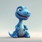 Cute and Adorable Blue Baby Dinosaur with Teeth