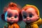 Cute adorable cartoon toddler baby babies with ginger red hair