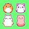 cute adorable chubby animals cartoon sticker set of 4 for children toys