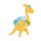 Cute adorable dinosaur animal traveling with backpack. Lovely dino for nursery, t-shirt, book, print, poster design