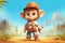 a cute adorable explorer baby Monkey in the style of children-friendly cartoon animation fantasy 3D style Illustration created by