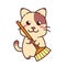 Cute Adorable Happy Brown Cat Cleaning Sweeping With Orange Broom cartoon doodle vector illustration flat design