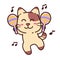 Cute Adorable Happy Brown Cat Dance With Maraca Music cartoon doodle vector illustration flat design