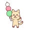 Cute Adorable Happy Brown Cat Eat Japan Cake Called Dango cartoon doodle vector illustration flat design