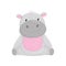 Cute adorable hippo sitting on the floor, lovely behemoth animal cartoon character vector Illustration