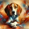 A cute and adorable hound dog in a bold painting, fantasy art, animal design, printable