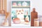 Cute adorable kawaii cat in the kitchen picture. Greeting cartoon doodle