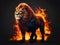 So cute adorable lion in fire