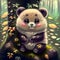 Cute and adorable little panda in the forest. Generative AI