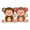 cute and adorable monkeys couple characters