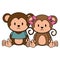 cute and adorable monkeys couple characters