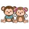 cute and adorable monkeys couple characters