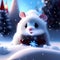 cute adorable mouse in a jacket winter snow, christmas xmas cuteness big eyes, anthropomorphic. Ai generated image