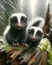 Cute Adorable Pair Skunks Small Animals Snowfall Forest Woodland Critters Winter Canada AI Generated